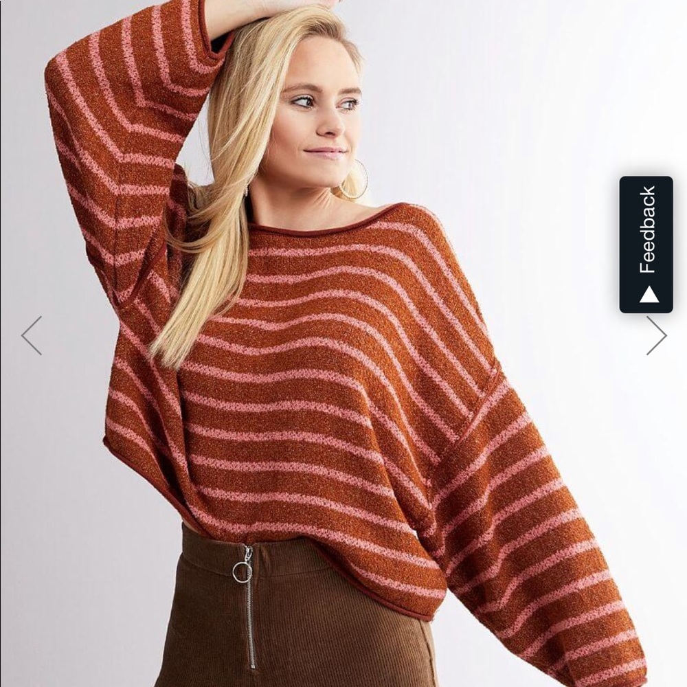 Free People “Bardot” striped sweater